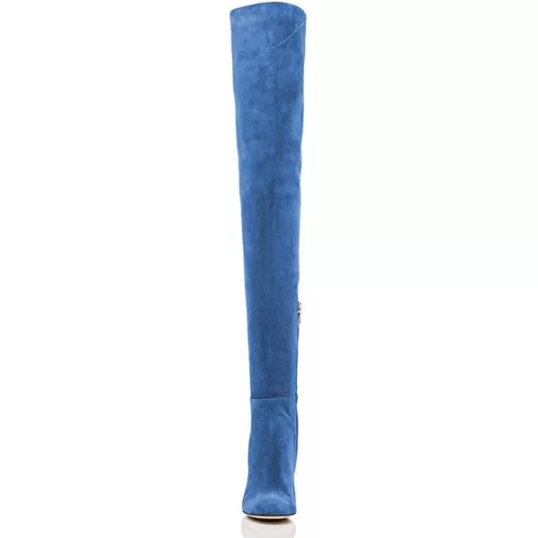 imageFSJ Women Chic Faux Suede Knee High Long Boots Pointed Toe Side Zipper High Heel Shoes Size 415 USBlue