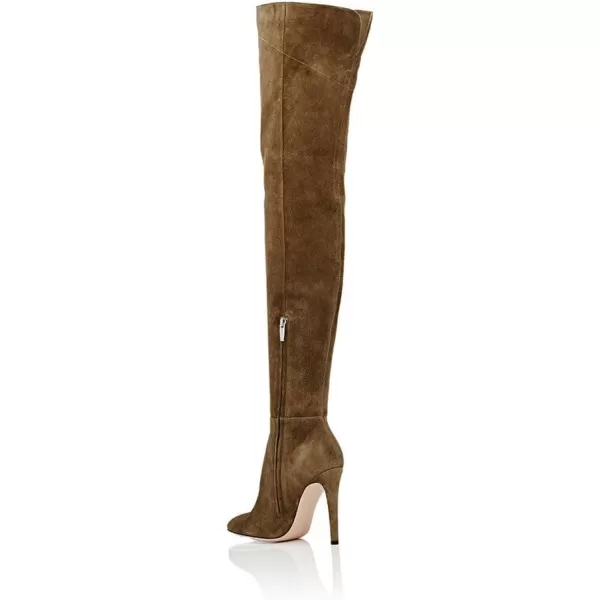imageFSJ Women Chic Faux Suede Knee High Long Boots Pointed Toe Side Zipper High Heel Shoes Size 415 USBrown