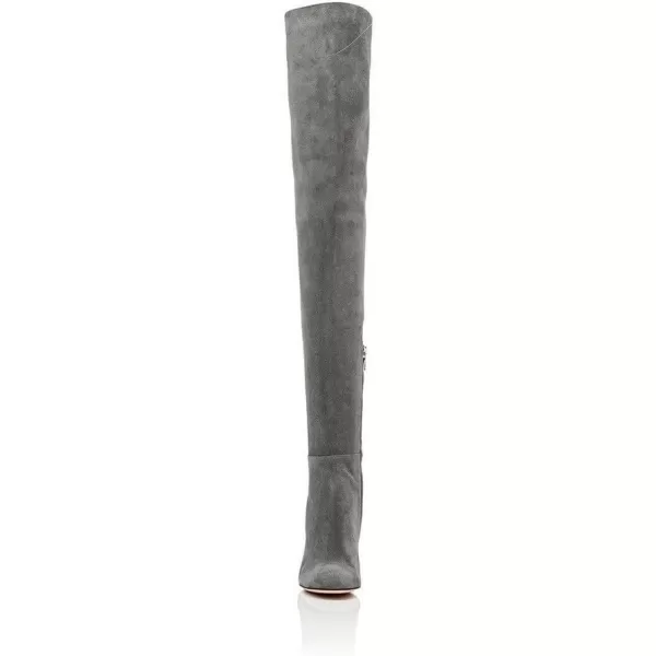 imageFSJ Women Chic Faux Suede Knee High Long Boots Pointed Toe Side Zipper High Heel Shoes Size 415 USGrey