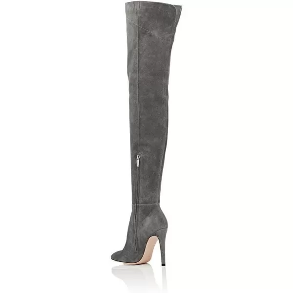 imageFSJ Women Chic Faux Suede Knee High Long Boots Pointed Toe Side Zipper High Heel Shoes Size 415 USGrey