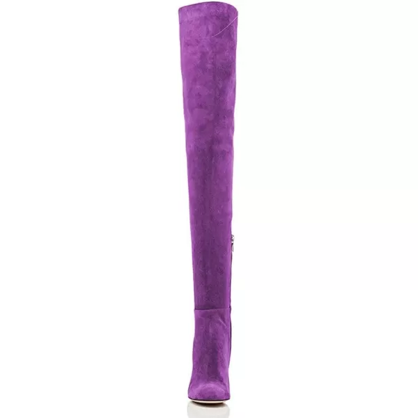 imageFSJ Women Chic Faux Suede Knee High Long Boots Pointed Toe Side Zipper High Heel Shoes Size 415 USPurple