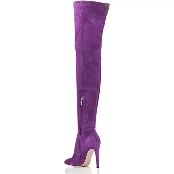 imageFSJ Women Chic Faux Suede Knee High Long Boots Pointed Toe Side Zipper High Heel Shoes Size 415 USPurple