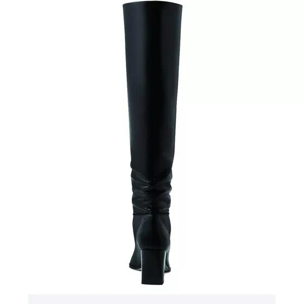 imageFSJ Women Classic Pointy Toe Knee High Boots Block Stacked Chunky Heel Comfort Pull On Formal Party Dress Fall Winter Shoes Size 415 USBlack