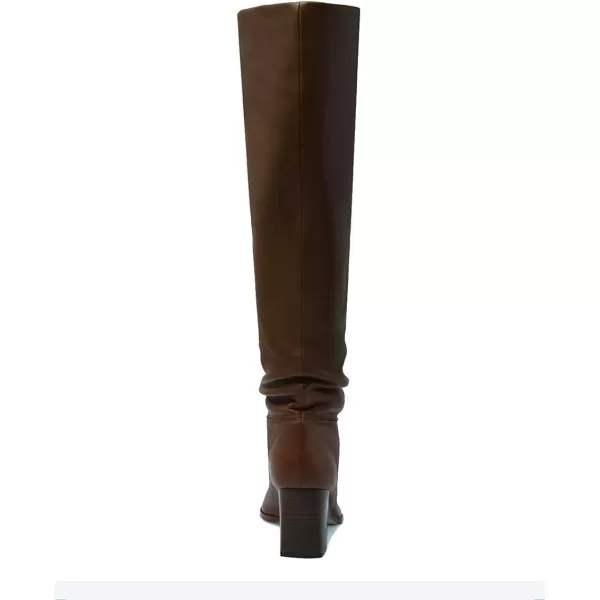 imageFSJ Women Classic Pointy Toe Knee High Boots Block Stacked Chunky Heel Comfort Pull On Formal Party Dress Fall Winter Shoes Size 415 USChocolate