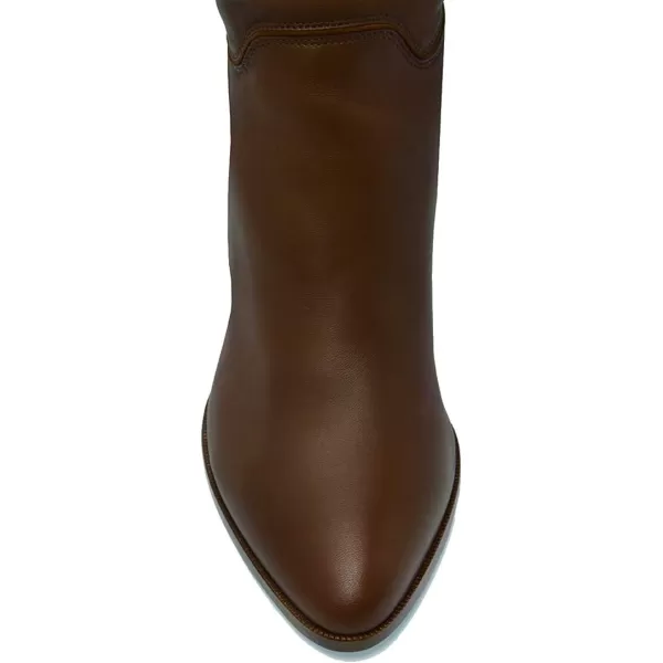 imageFSJ Women Classic Pointy Toe Knee High Boots Block Stacked Chunky Heel Comfort Pull On Formal Party Dress Fall Winter Shoes Size 415 USChocolate
