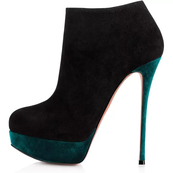 imageFSJ Women Fashion Super High Stiletto Heel Pumps Closed Round Toe Zipper Platforms Dress Party ShoesBlack