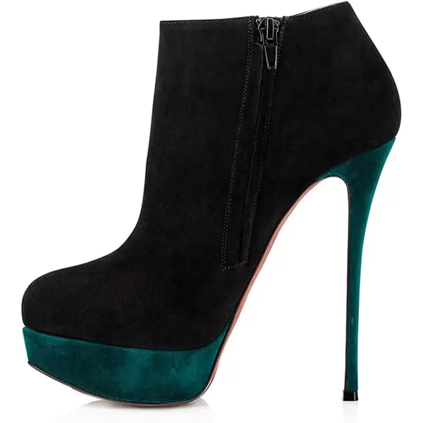 imageFSJ Women Fashion Super High Stiletto Heel Pumps Closed Round Toe Zipper Platforms Dress Party ShoesBlack