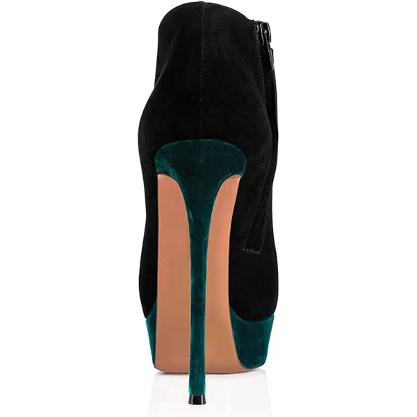 imageFSJ Women Fashion Super High Stiletto Heel Pumps Closed Round Toe Zipper Platforms Dress Party ShoesBlack