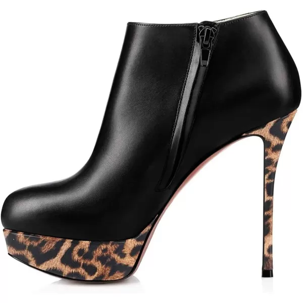 imageFSJ Women Fashion Super High Stiletto Heel Pumps Closed Round Toe Zipper Platforms Dress Party ShoesBlack Leopard