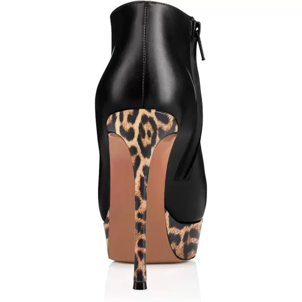 imageFSJ Women Fashion Super High Stiletto Heel Pumps Closed Round Toe Zipper Platforms Dress Party ShoesBlack Leopard