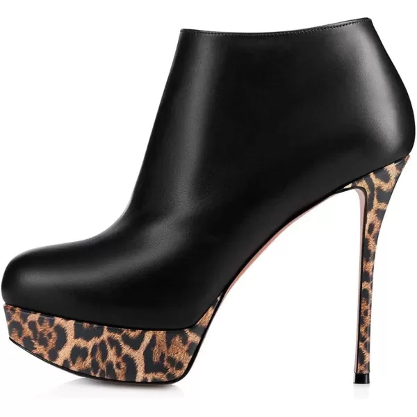 imageFSJ Women Fashion Super High Stiletto Heel Pumps Closed Round Toe Zipper Platforms Dress Party ShoesBlack Leopard