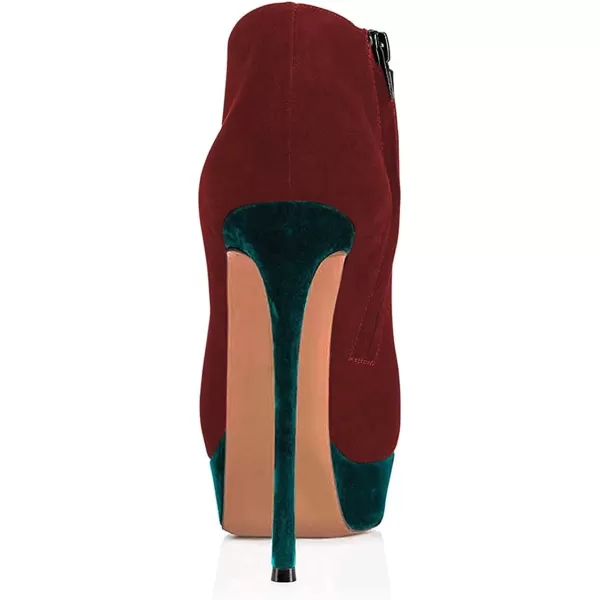 imageFSJ Women Fashion Super High Stiletto Heel Pumps Closed Round Toe Zipper Platforms Dress Party ShoesDark Red