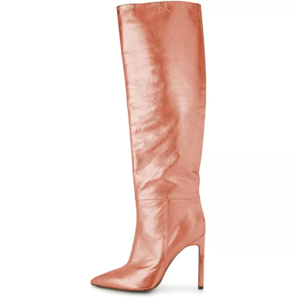 imageFSJ Women Metallic Knee High Long Boots Closed Toe Stiletto High Heels Dress Shoes Size 415 USCoral