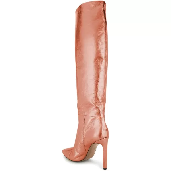 imageFSJ Women Metallic Knee High Long Boots Closed Toe Stiletto High Heels Dress Shoes Size 415 USCoral