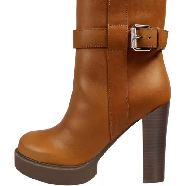 imageFSJ Women Over The Knee Boots Platform Chunky High Heels Round Toe Buckled Strappy Folded Fur Collar Fashion Warm Fall Winter Shoes Size 416 USBrown