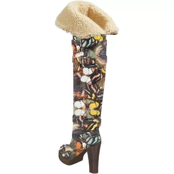 imageFSJ Women Over The Knee Boots Platform Chunky High Heels Round Toe Buckled Strappy Folded Fur Collar Fashion Warm Fall Winter Shoes Size 416 USButterfly