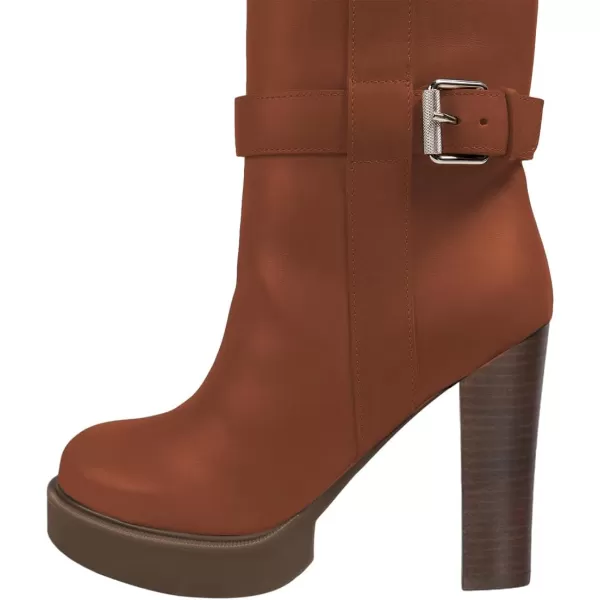 imageFSJ Women Over The Knee Boots Platform Chunky High Heels Round Toe Buckled Strappy Folded Fur Collar Fashion Warm Fall Winter Shoes Size 416 USMaroon