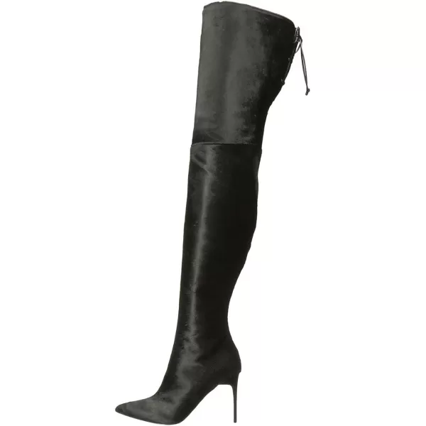 imageFSJ Women Over The Knee Boots Stiletto High Heels Pointed Toe Thigh High Boots Lace Up Stretch Zipper Shoe Size 415 M USBlack
