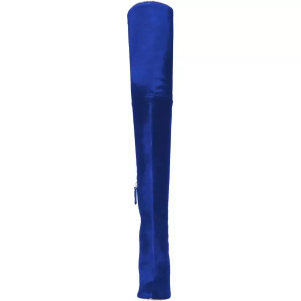 imageFSJ Women Over The Knee Boots Stiletto High Heels Pointed Toe Thigh High Boots Lace Up Stretch Zipper Shoe Size 415 M USBlue