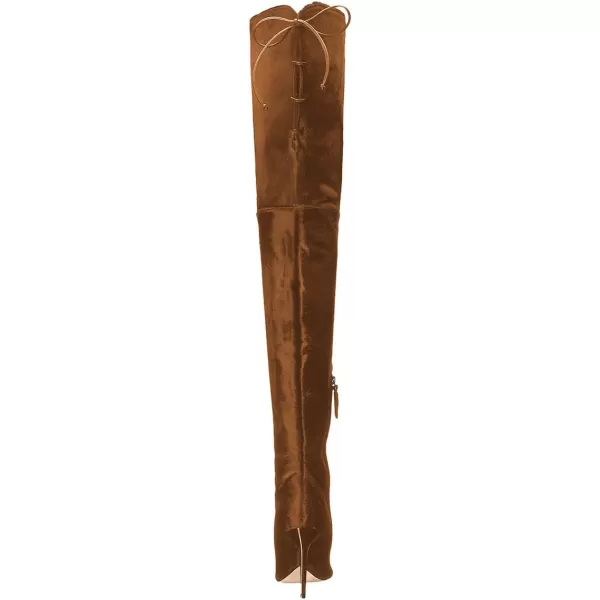 imageFSJ Women Over The Knee Boots Stiletto High Heels Pointed Toe Thigh High Boots Lace Up Stretch Zipper Shoe Size 415 M USBrown