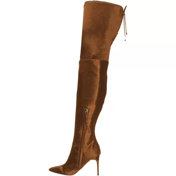 imageFSJ Women Over The Knee Boots Stiletto High Heels Pointed Toe Thigh High Boots Lace Up Stretch Zipper Shoe Size 415 M USBrown