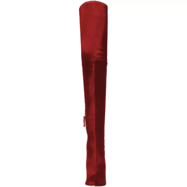 imageFSJ Women Over The Knee Boots Stiletto High Heels Pointed Toe Thigh High Boots Lace Up Stretch Zipper Shoe Size 415 M USRed