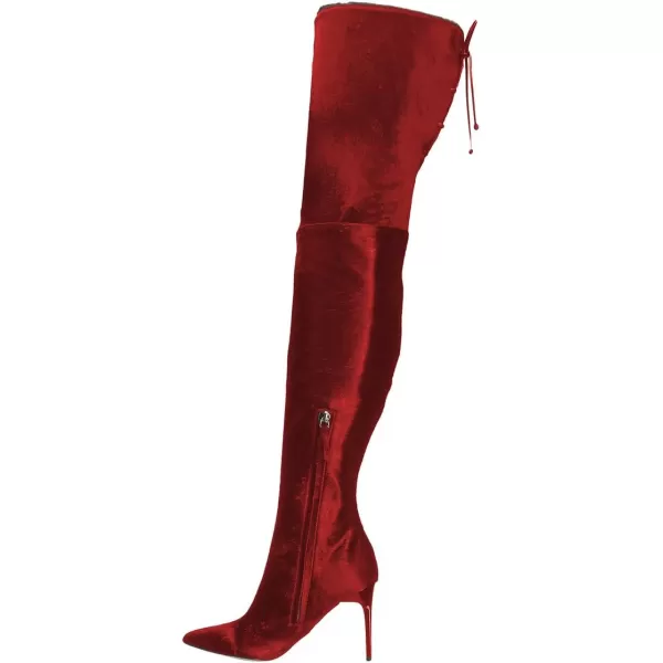 imageFSJ Women Over The Knee Boots Stiletto High Heels Pointed Toe Thigh High Boots Lace Up Stretch Zipper Shoe Size 415 M USRed