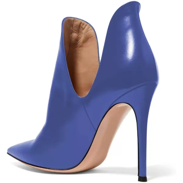 imageFSJ Women Pointed Toe Stiletto High Heel Dress Bootie Pump V Cut Ankle Boots Shoes Size 415 USBlue