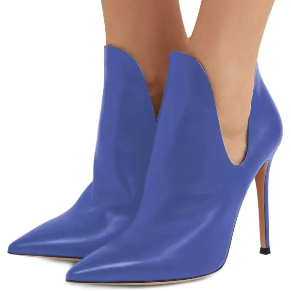 imageFSJ Women Pointed Toe Stiletto High Heel Dress Bootie Pump V Cut Ankle Boots Shoes Size 415 USBlue