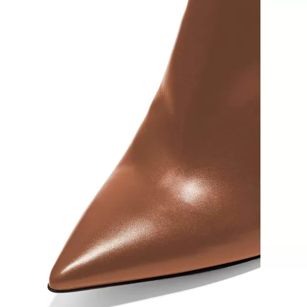 imageFSJ Women Pointed Toe Stiletto High Heel Dress Bootie Pump V Cut Ankle Boots Shoes Size 415 USBrown