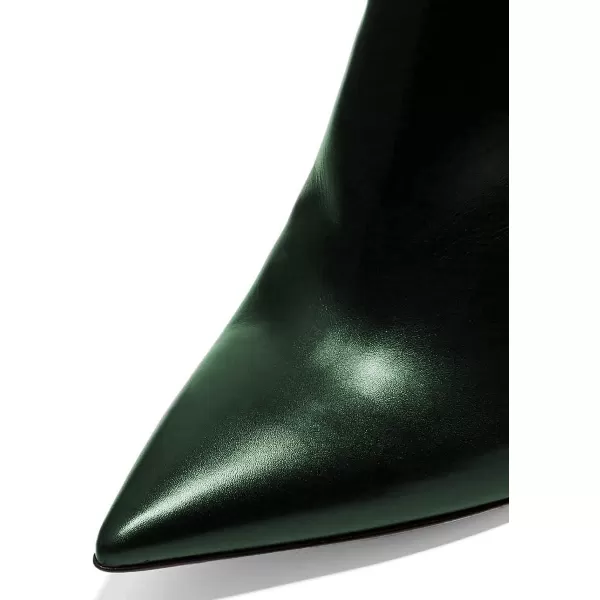 imageFSJ Women Pointed Toe Stiletto High Heel Dress Bootie Pump V Cut Ankle Boots Shoes Size 415 USDark Green