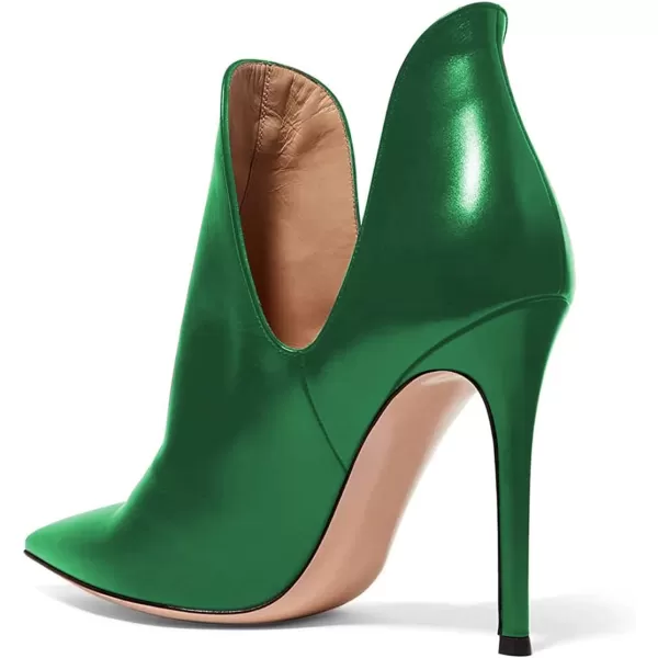 imageFSJ Women Pointed Toe Stiletto High Heel Dress Bootie Pump V Cut Ankle Boots Shoes Size 415 USGreen