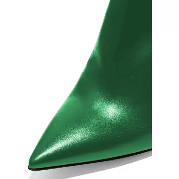 imageFSJ Women Pointed Toe Stiletto High Heel Dress Bootie Pump V Cut Ankle Boots Shoes Size 415 USGreen