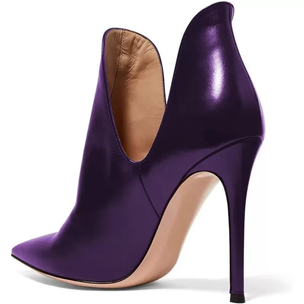 imageFSJ Women Pointed Toe Stiletto High Heel Dress Bootie Pump V Cut Ankle Boots Shoes Size 415 USPurple