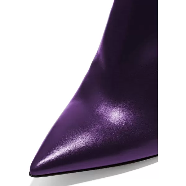 imageFSJ Women Pointed Toe Stiletto High Heel Dress Bootie Pump V Cut Ankle Boots Shoes Size 415 USPurple