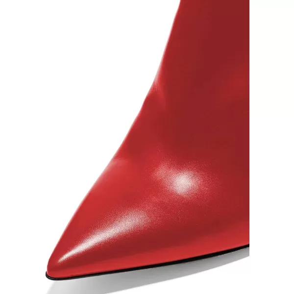 imageFSJ Women Pointed Toe Stiletto High Heel Dress Bootie Pump V Cut Ankle Boots Shoes Size 415 USRed