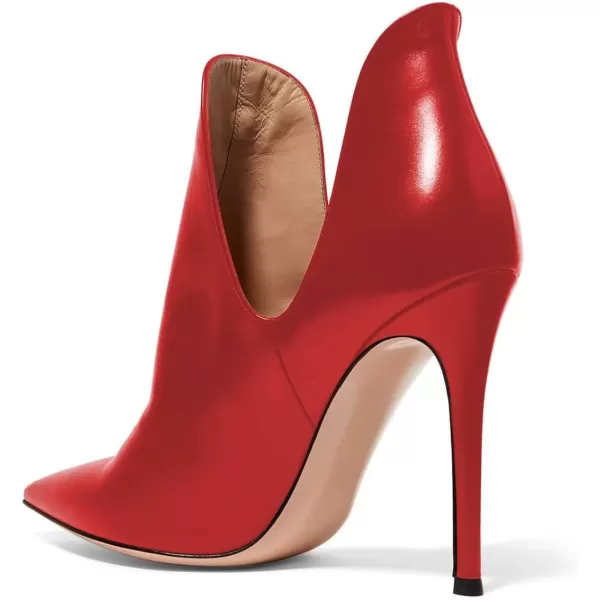 imageFSJ Women Pointed Toe Stiletto High Heel Dress Bootie Pump V Cut Ankle Boots Shoes Size 415 USRed