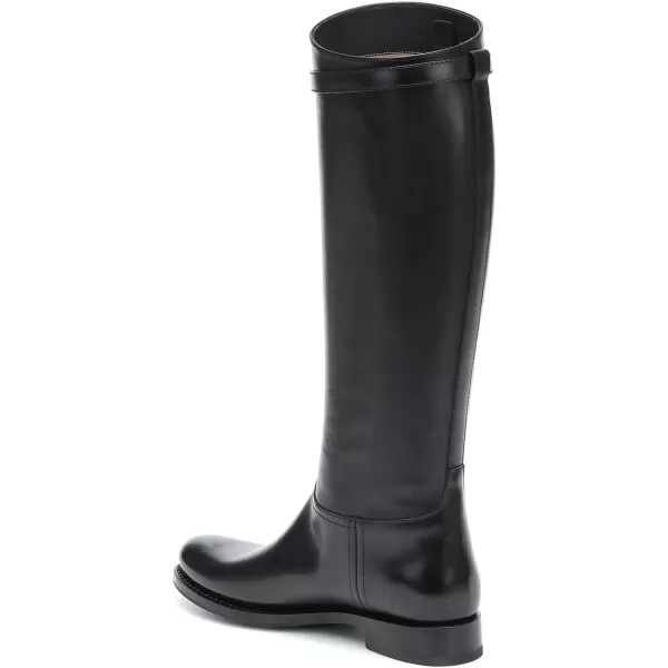 imageFSJ Women Regular Round Toe Flat Riding Knee High Boots Wide Calf Buckled Strappy Chunky Low Heel Western Long Boots Pull On Dress Shoe Size 415 USBlack