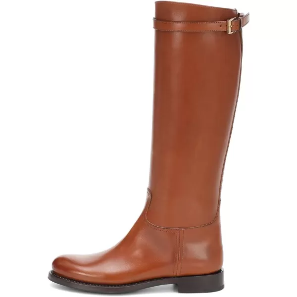 imageFSJ Women Regular Round Toe Flat Riding Knee High Boots Wide Calf Buckled Strappy Chunky Low Heel Western Long Boots Pull On Dress Shoe Size 415 USBrown