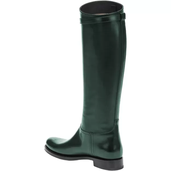 imageFSJ Women Regular Round Toe Flat Riding Knee High Boots Wide Calf Buckled Strappy Chunky Low Heel Western Long Boots Pull On Dress Shoe Size 415 USGreen