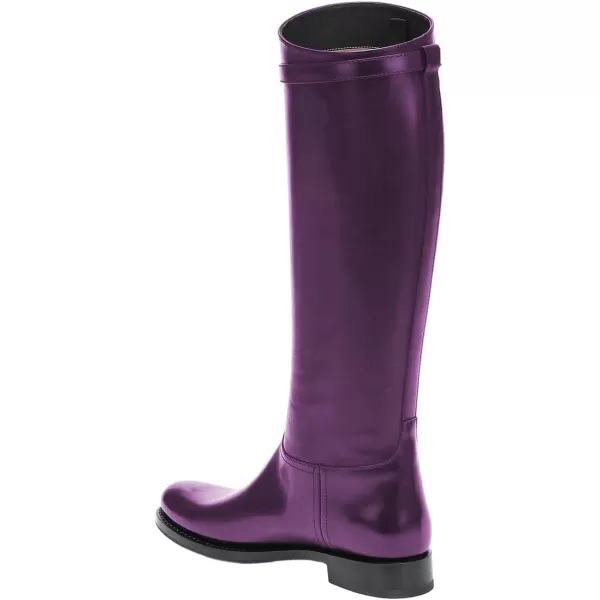 imageFSJ Women Regular Round Toe Flat Riding Knee High Boots Wide Calf Buckled Strappy Chunky Low Heel Western Long Boots Pull On Dress Shoe Size 415 USPurple