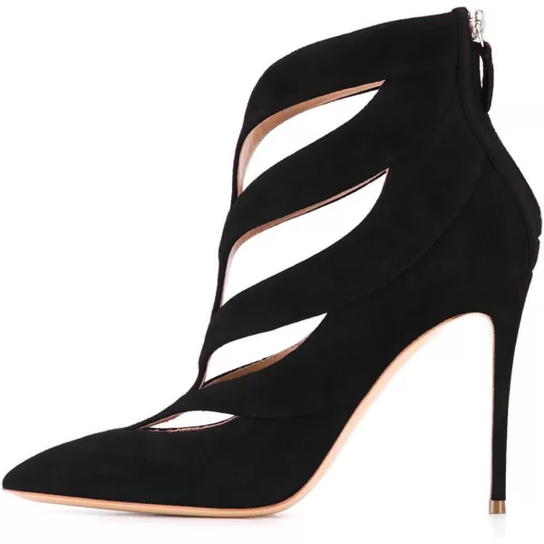 imageFSJ Women Sexy Cutout Ankle Booties Pointed Toe Stiletto high Heels Short Boots with Back Zipper Pumps Ladie Dress Party Shoes Size 415 USBlack