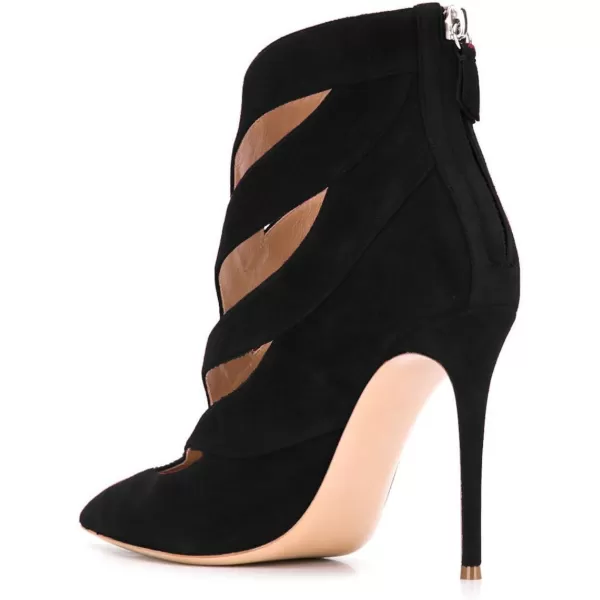 imageFSJ Women Sexy Cutout Ankle Booties Pointed Toe Stiletto high Heels Short Boots with Back Zipper Pumps Ladie Dress Party Shoes Size 415 USBlack
