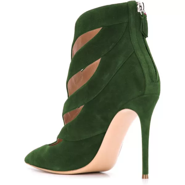 imageFSJ Women Sexy Cutout Ankle Booties Pointed Toe Stiletto high Heels Short Boots with Back Zipper Pumps Ladie Dress Party Shoes Size 415 USDark Green