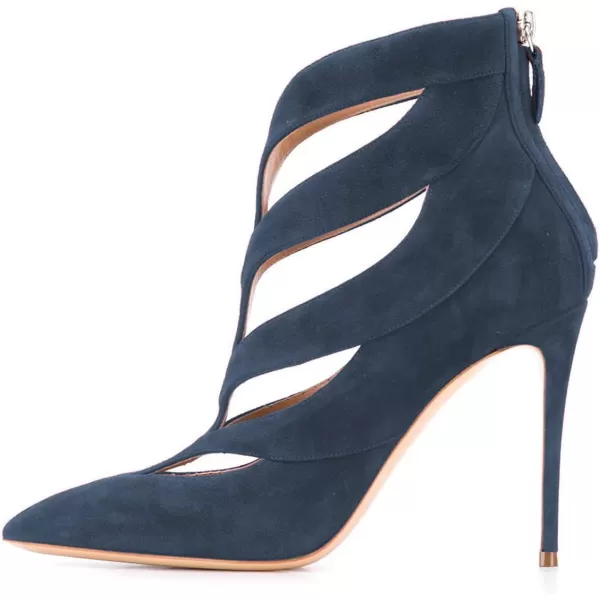 imageFSJ Women Sexy Cutout Ankle Booties Pointed Toe Stiletto high Heels Short Boots with Back Zipper Pumps Ladie Dress Party Shoes Size 415 USNavy