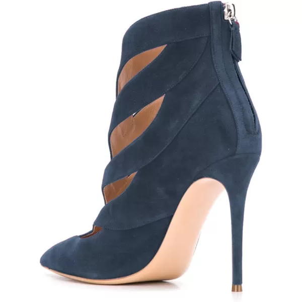 imageFSJ Women Sexy Cutout Ankle Booties Pointed Toe Stiletto high Heels Short Boots with Back Zipper Pumps Ladie Dress Party Shoes Size 415 USNavy