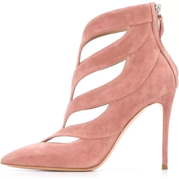 imageFSJ Women Sexy Cutout Ankle Booties Pointed Toe Stiletto high Heels Short Boots with Back Zipper Pumps Ladie Dress Party Shoes Size 415 USPink