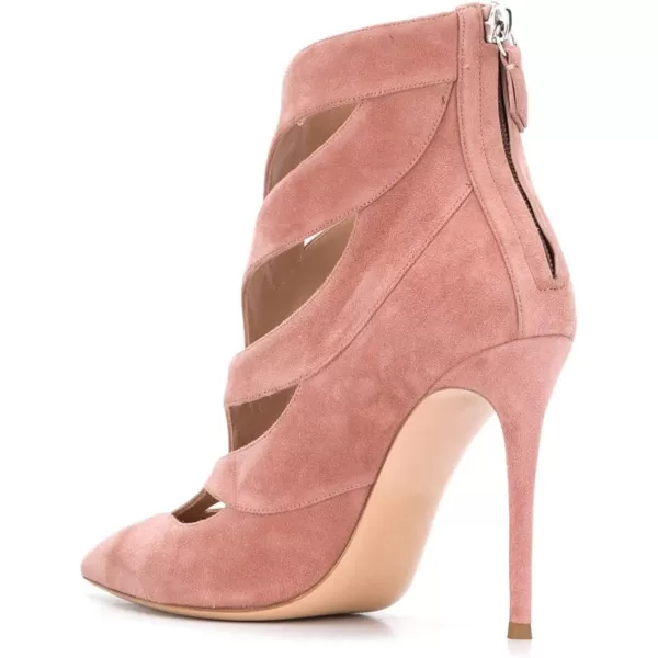 imageFSJ Women Sexy Cutout Ankle Booties Pointed Toe Stiletto high Heels Short Boots with Back Zipper Pumps Ladie Dress Party Shoes Size 415 USPink