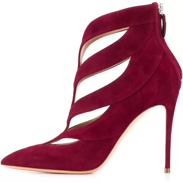 imageFSJ Women Sexy Cutout Ankle Booties Pointed Toe Stiletto high Heels Short Boots with Back Zipper Pumps Ladie Dress Party Shoes Size 415 USRed