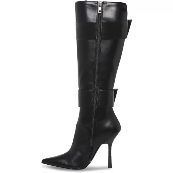 imageFSJ Women Stylish Thigh High Heel Boot Pointed Toe Stiletto Over the Knee High Boots with Zipper Fashion Metal Buckle Winter Long Boots Size 415 USBlack
